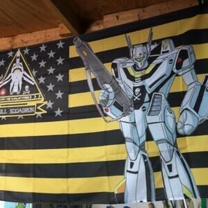 Robotech Macross 5ft Veritech Flag Rick Skull Squadron